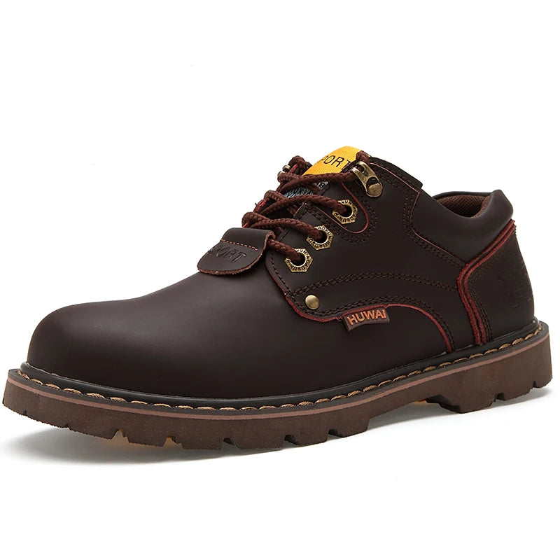 STRONGSHEN Handmade Leather Boots British Men Tooling Boots Work Shoes Couple Classic Ankle Boots Leather Casual Shoes Plus Size