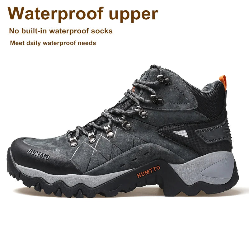 HUMTTO Waterproof Hiking Shoes Winter Leather Hunting Trekking Sneakers for Men Outdoor Sport Walking Tactical Safety Boots Mens