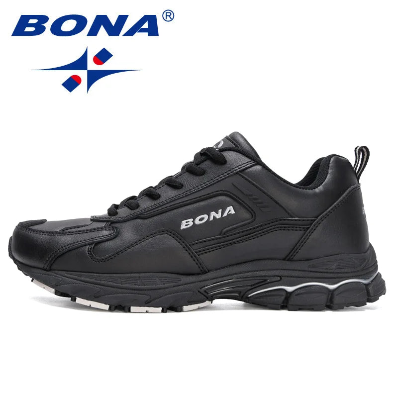BONA 2020 New Designers Action Leather Running Shoes Men Non-slip Man Jogging Shoes Athletic Training Sneakers Mansculino Trendy