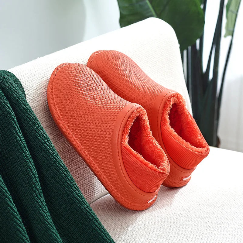 WOIZGIC Women's Female Indoor Warm Shoes Slippers Autumn Winter Fur Plush EVA Plus Size 35-45
