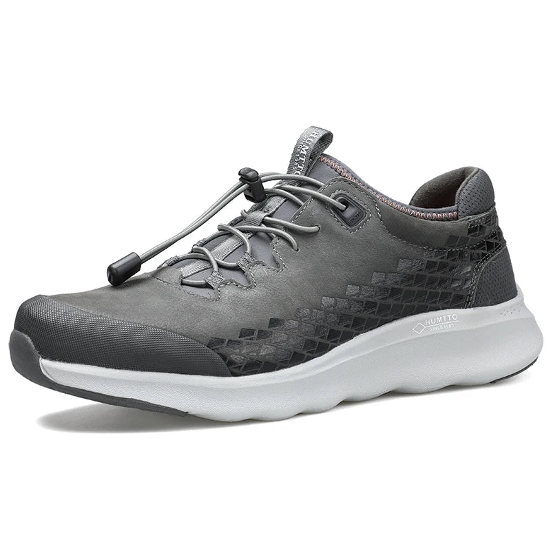 High Quality Genuine Leather Hiking Shoes Men Elastic Band Outdoor Sneakers Soft Non-slip Light Trekking Sports Shoes for Male