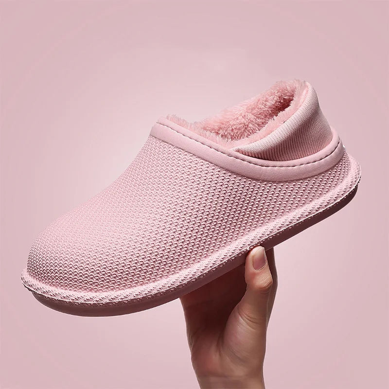 WOIZGIC Women's Female Indoor Warm Shoes Slippers Autumn Winter Fur Plush EVA Plus Size 35-45