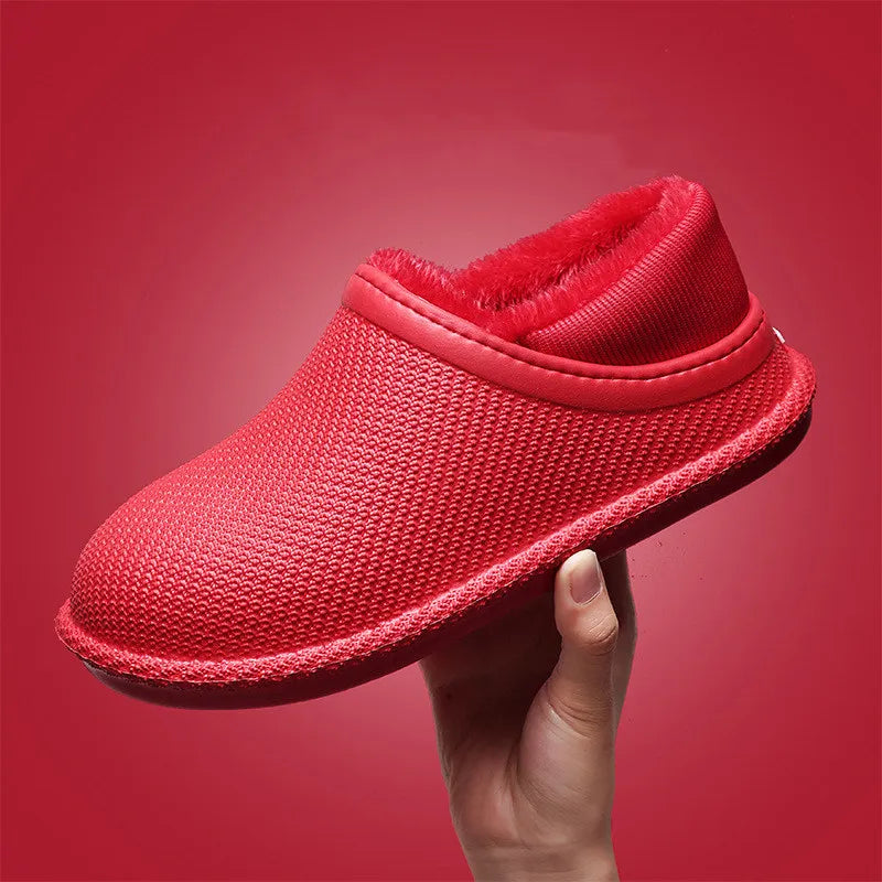 WOIZGIC Women's Female Indoor Warm Shoes Slippers Autumn Winter Fur Plush EVA Plus Size 35-45