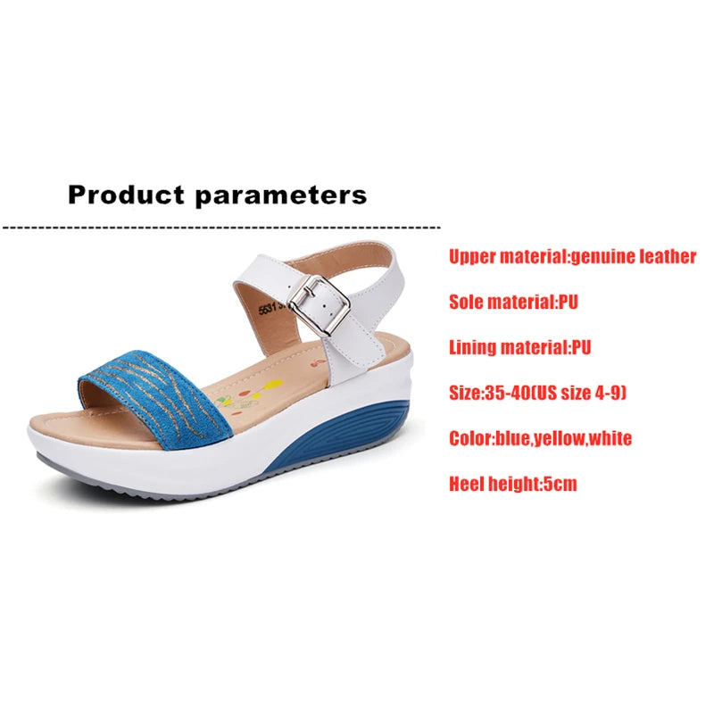 WOIZGIC Women's Ladies Female Genuine Leather Shoes Platform Sandals High Heels Summer Cool Beach Flip Flop 35-40 CDBY-5531