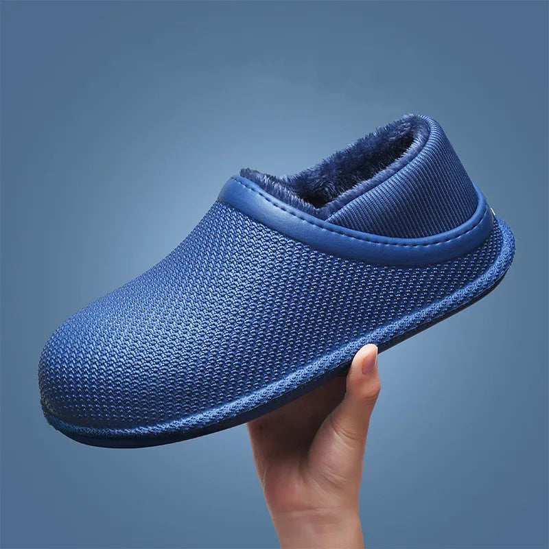 WOIZGIC Women's Female Indoor Warm Shoes Slippers Autumn Winter Fur Plush EVA Plus Size 35-45