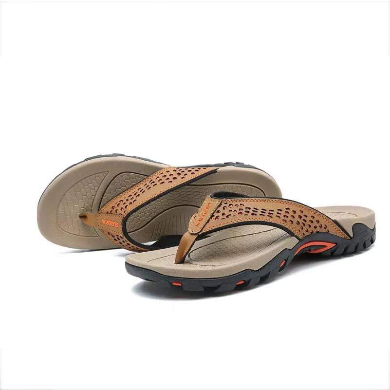 Summer Outside PU Leather Mens Flip Flops Slippers Outdoor Beach Shoes Flip Flop Plus Big Size 49 50 51 52 Hot Sale Dropshipping