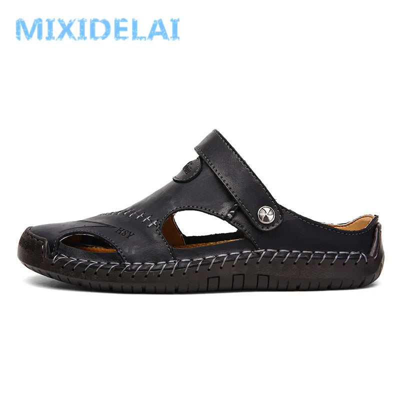 Summer Sandals Men Leather Classic Roman Sandals 2024 Slipper Outdoor Sneaker Beach Rubber Flip Flops Men Water Trekking Sandals