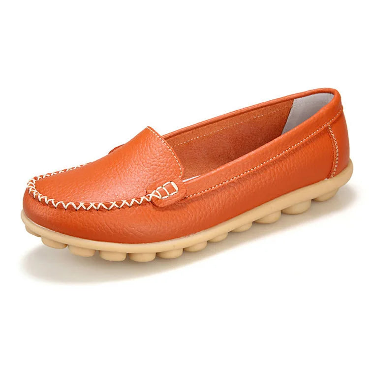 WOIZGIC Female Ladies Women Mother Genuine Leather Shoes Flats Loafers Slip On Moccasin Sapatos Femininos Size 41 42 XLZ-918