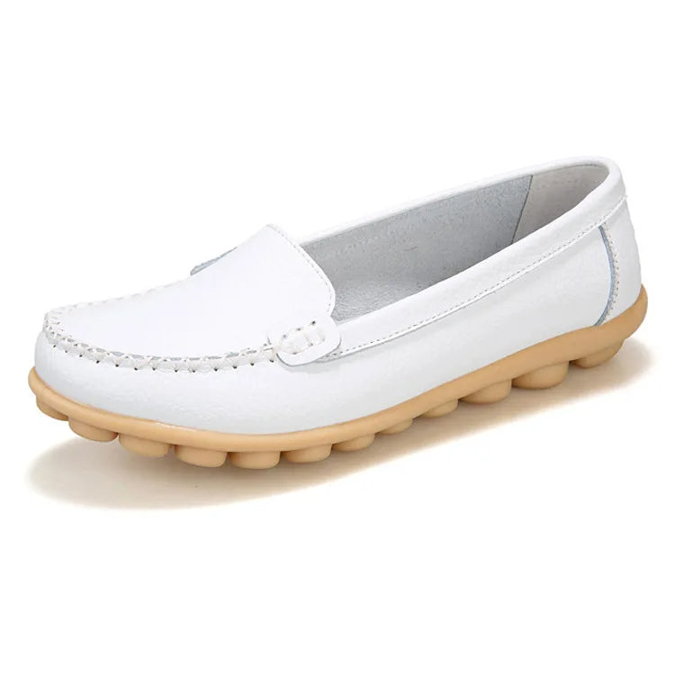 WOIZGIC Female Ladies Women Mother Genuine Leather Shoes Flats Loafers Slip On Moccasin Sapatos Femininos Size 41 42 XLZ-918