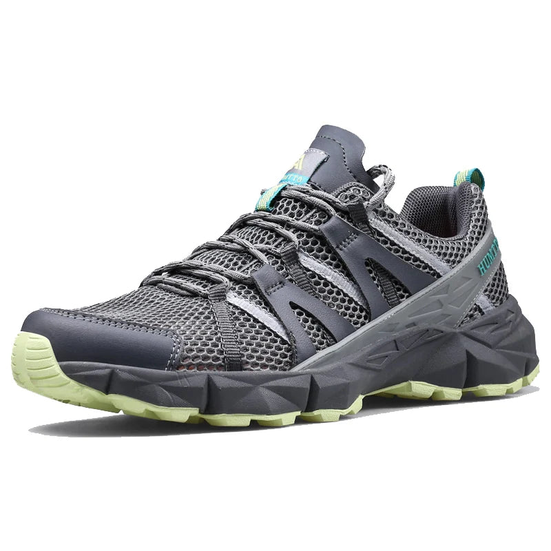 HUMTTO Non-slip Cushioning Running Shoes Men Breathable Mesh Lace-Up Sport Jogging Trekking Shoes Summer Outdoor Light Sneakers