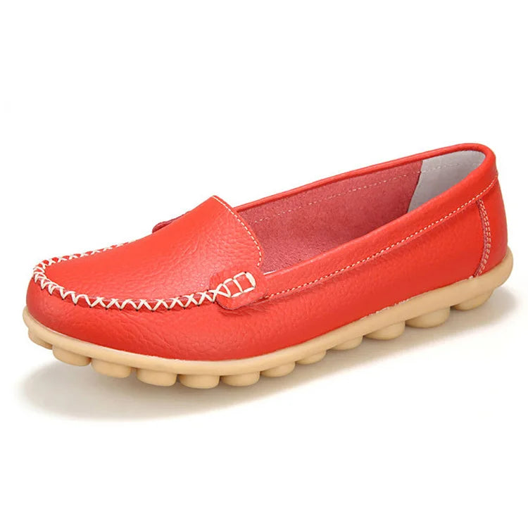 WOIZGIC Female Ladies Women Mother Genuine Leather Shoes Flats Loafers Slip On Moccasin Sapatos Femininos Size 41 42 XLZ-918