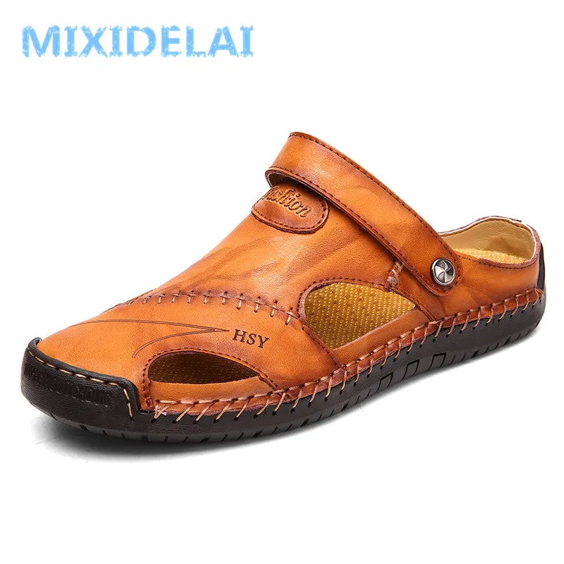 Summer Sandals Men Leather Classic Roman Sandals 2024 Slipper Outdoor Sneaker Beach Rubber Flip Flops Men Water Trekking Sandals