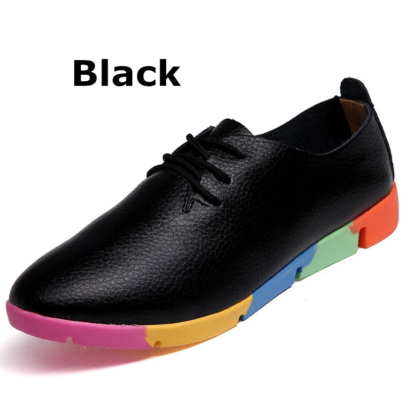 WOIZGIC Women Mother Female Ladies Shoes Flats loafer Cow Genuine Leather Soft Pigskin Casual Lace Up Footwear 35-44 AZE-910