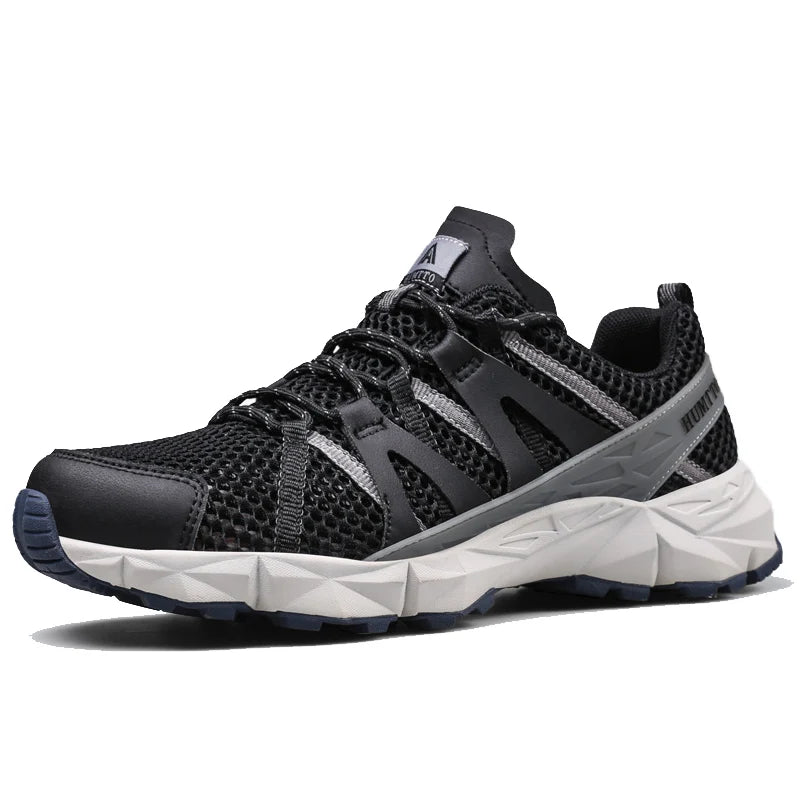 HUMTTO Non-slip Cushioning Running Shoes Men Breathable Mesh Lace-Up Sport Jogging Trekking Shoes Summer Outdoor Light Sneakers