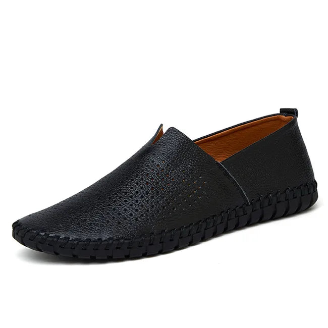 MIXIDELAI Genuine Cow Leather Mens Loafers Fashion Handmade Moccasins Soft Leather Blue Slip On Men's Boat Shoe PLUS SIZE 38~47