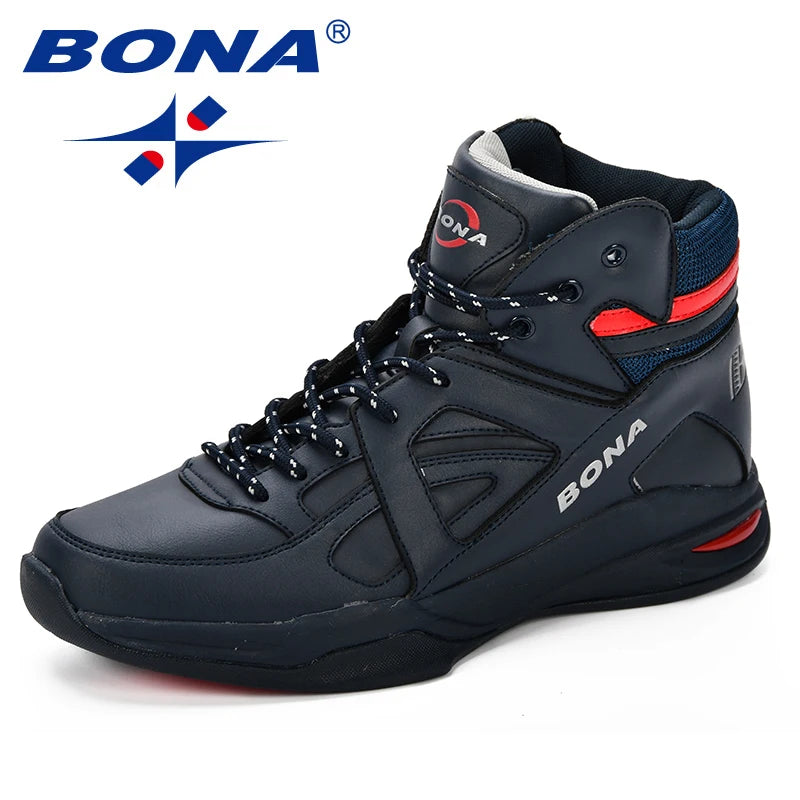 BONA Baskets Homme Men Basketball Shoes Cow Split Men Shoes Outdoor Flat High Top Sport Shoes Men Trainers Zapatillas Comfy