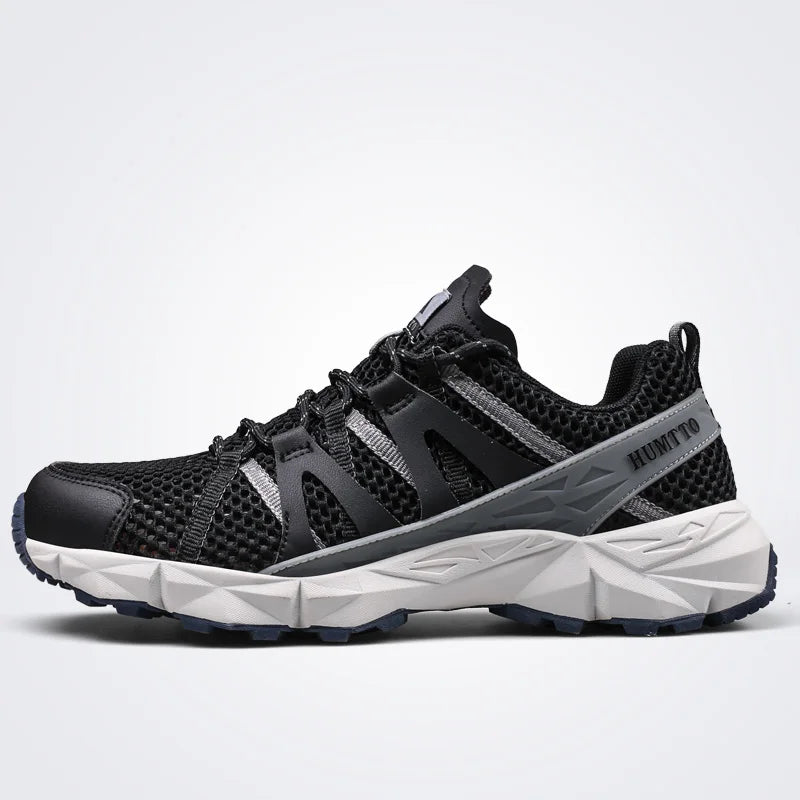 HUMTTO Non-slip Cushioning Running Shoes Men Breathable Mesh Lace-Up Sport Jogging Trekking Shoes Summer Outdoor Light Sneakers