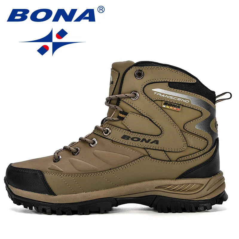 BONA Men Boots Winter Man Shoes Ankle Boots Men Snow Boots Round Toe Plush Keep Warm Men Footwear Lace-Up Casual Trendy Shoes