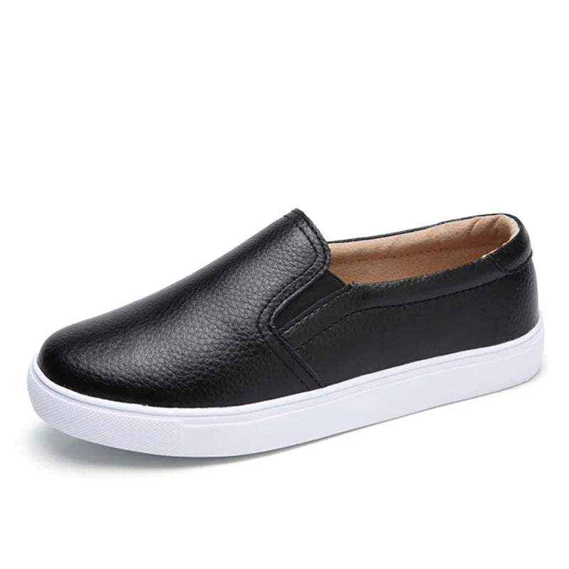WOIZGIC Women Ladies Female Gril Genuine Leather White Shoes Flats Platforn Sneakers Slip On Soft Vulcanized Shoes ZQMF-960