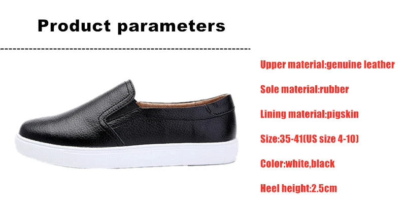WOIZGIC Women Ladies Female Gril Genuine Leather White Shoes Flats Platforn Sneakers Slip On Soft Vulcanized Shoes ZQMF-960