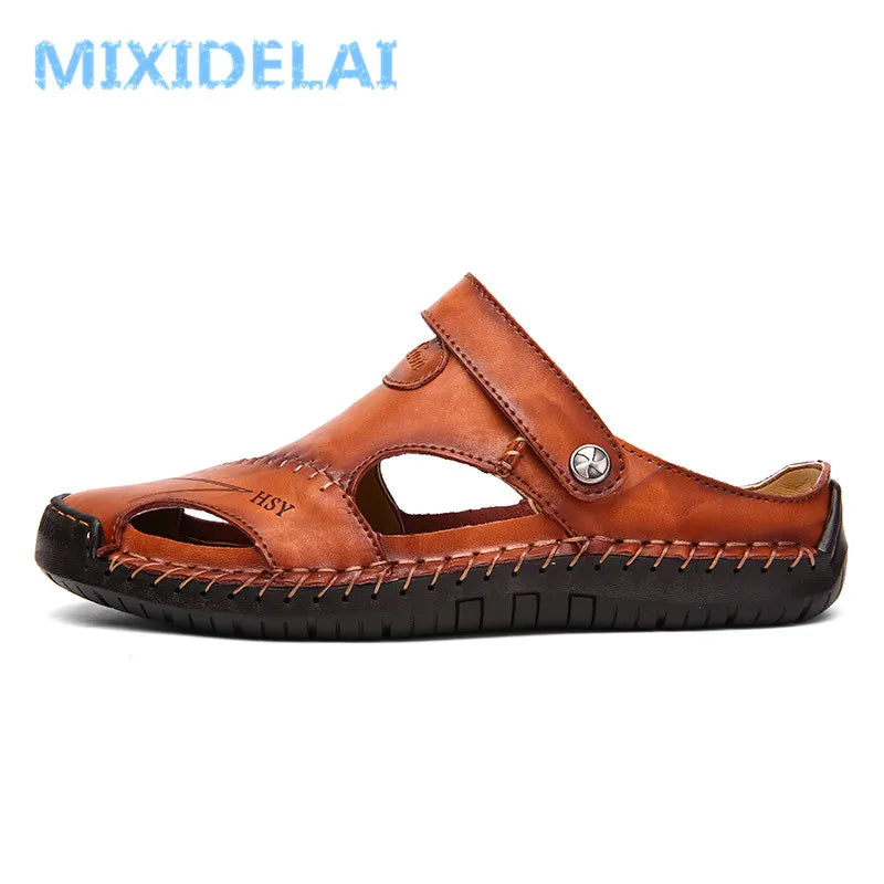 Summer Sandals Men Leather Classic Roman Sandals 2024 Slipper Outdoor Sneaker Beach Rubber Flip Flops Men Water Trekking Sandals