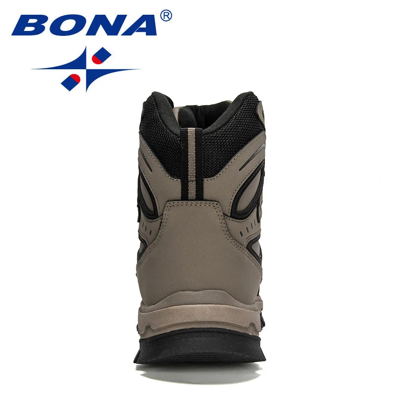 BONA 2022 New Designers Brand Action Leather Winter Shoes Men High Top Plush Non-Slip Snow Boots Man Warm Ankle Boots Mansculino