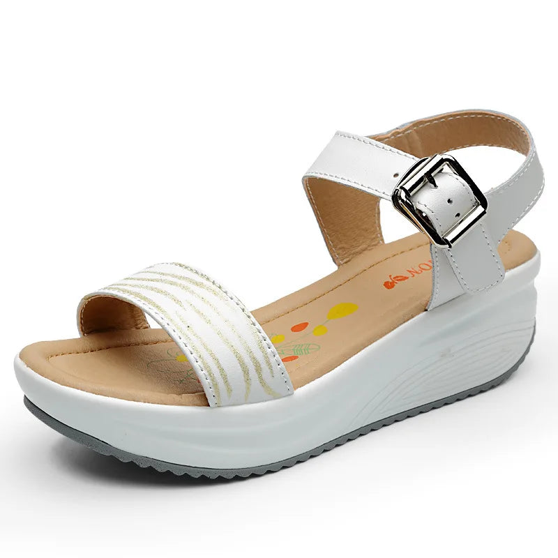 WOIZGIC Women's Ladies Female Genuine Leather Shoes Platform Sandals High Heels Summer Cool Beach Flip Flop 35-40 CDBY-5531