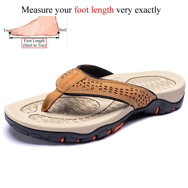 Summer Outside PU Leather Mens Flip Flops Slippers Outdoor Beach Shoes Flip Flop Plus Big Size 49 50 51 52 Hot Sale Dropshipping