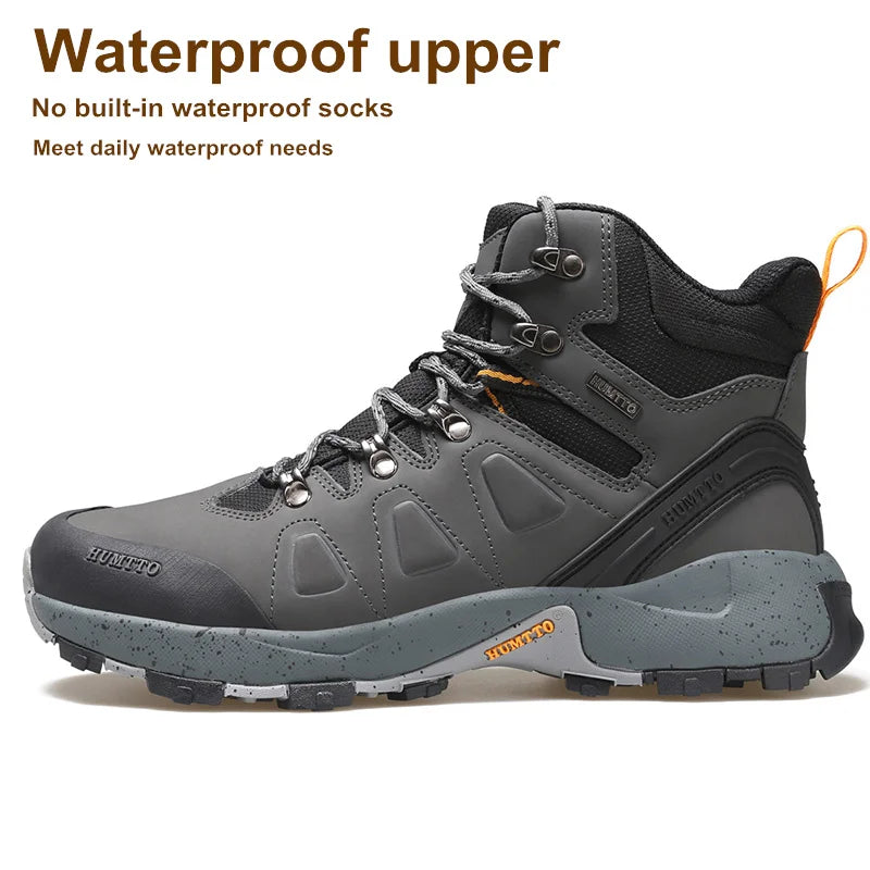 HUMTTO Waterproof Hiking Shoes Winter Leather Hunting Trekking Sneakers for Men Outdoor Sport Walking Tactical Safety Boots Mens
