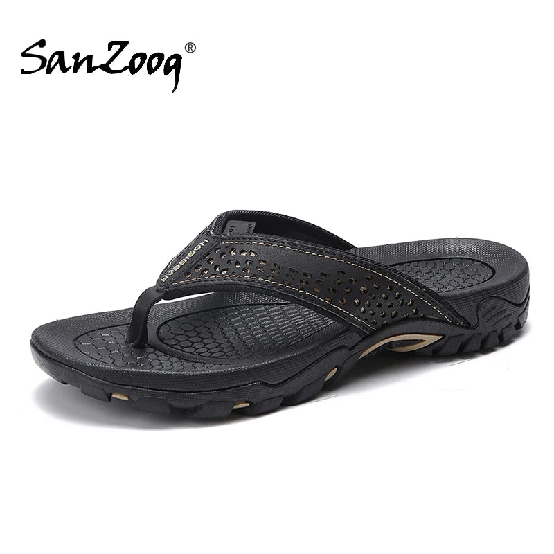 Summer Outside PU Leather Mens Flip Flops Slippers Outdoor Beach Shoes Flip Flop Plus Big Size 49 50 51 52 Hot Sale Dropshipping