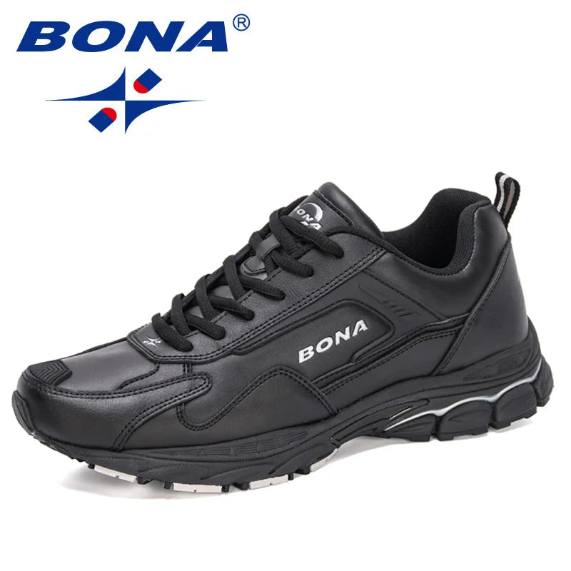 BONA 2020 New Designers Action Leather Running Shoes Men Non-slip Man Jogging Shoes Athletic Training Sneakers Mansculino Trendy