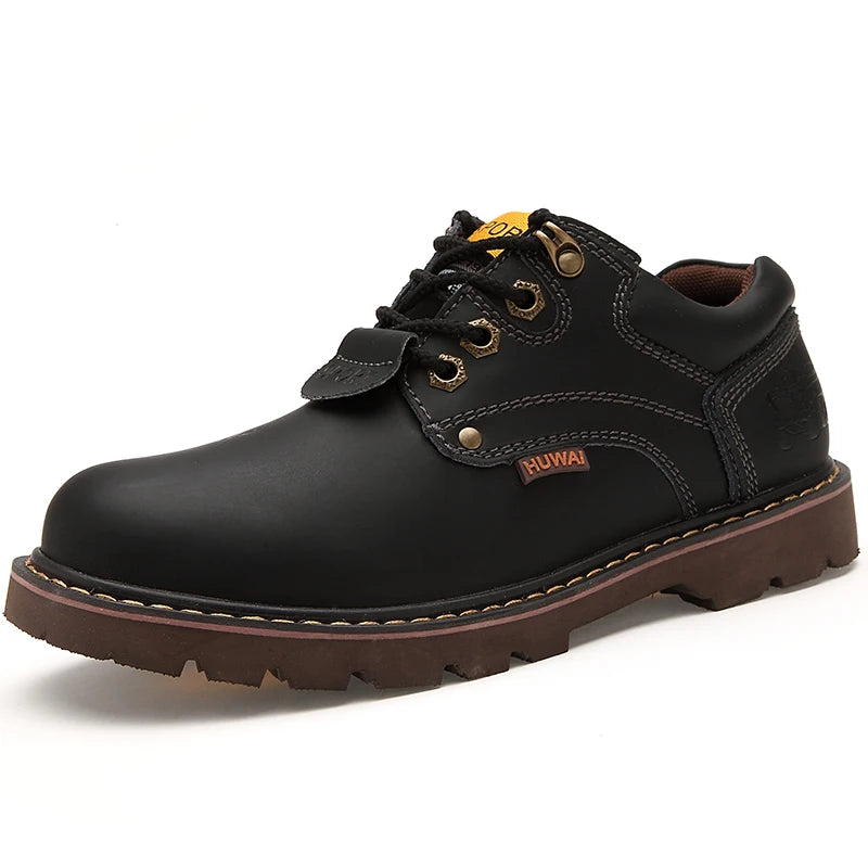 STRONGSHEN Handmade Leather Boots British Men Tooling Boots Work Shoes Couple Classic Ankle Boots Leather Casual Shoes Plus Size