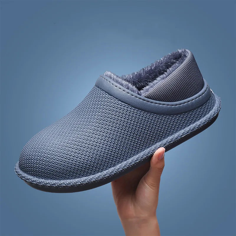 WOIZGIC Women's Female Indoor Warm Shoes Slippers Autumn Winter Fur Plush EVA Plus Size 35-45