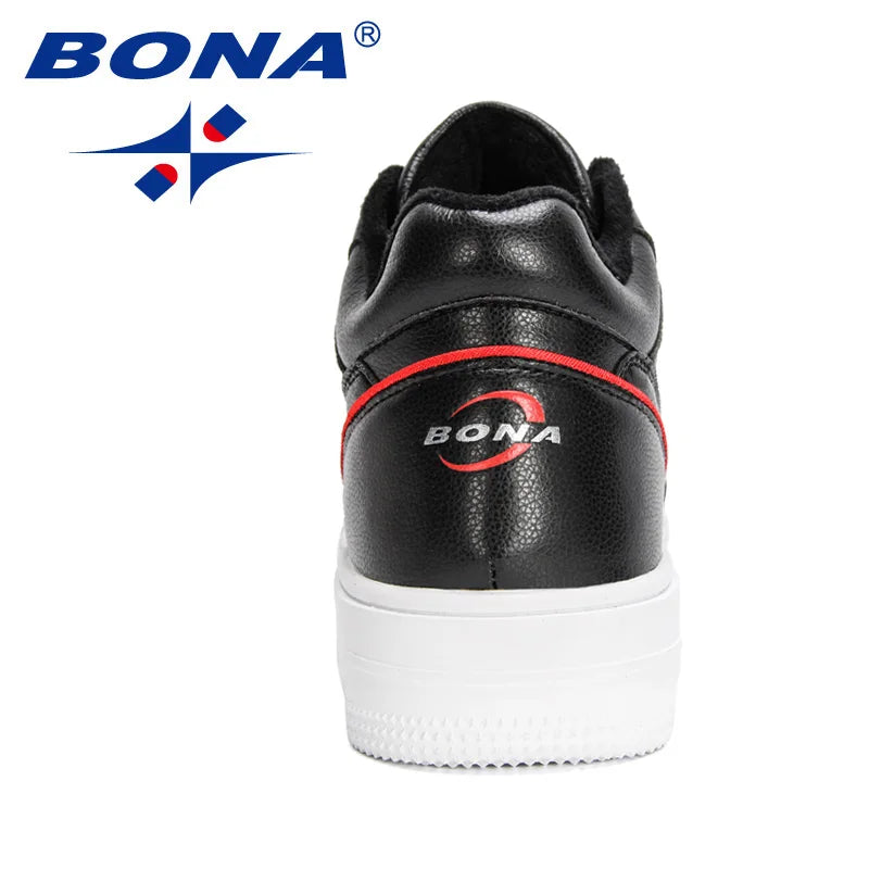 BONA 2022 New Designers Winter Sneakers Breathable Warm Plush Casual Shoes Men Flat Shoes Man Anti-Slip Platform Shoe Mansculino