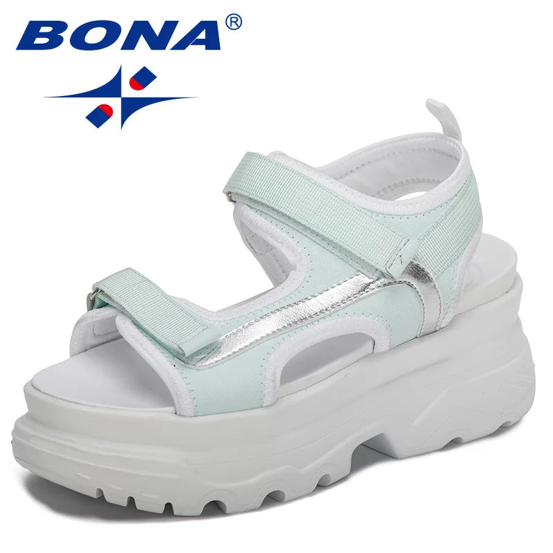 BONA 2023 New Designers Platform Summer Sandals Women High Quality Buckle Wedges Shoes Woman Sport Sandals Open Toe Comfortable