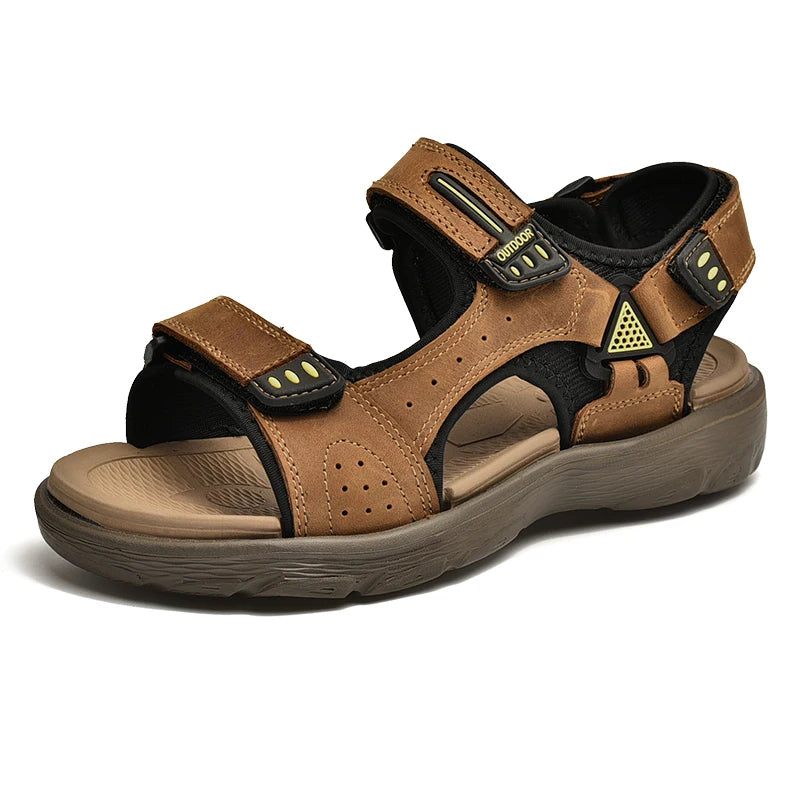 New Summer Men Genuine Leather Sandals Classic Casual Shoes Men Outdoor Beach Sandals Roman Summer Men's Water Shoes Size 38-46