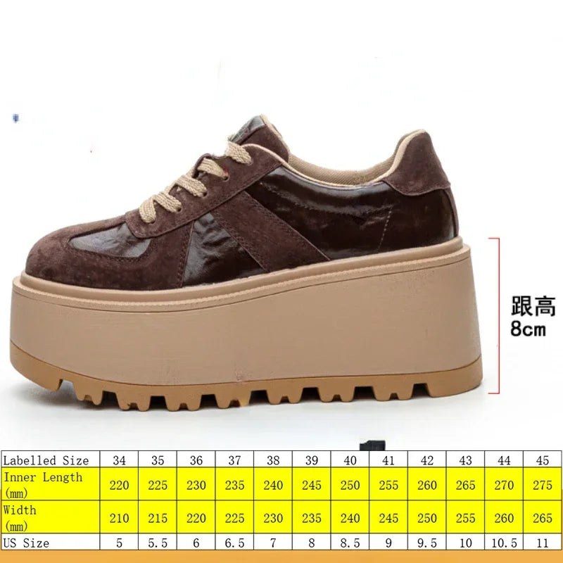 Fujin 8cm Suede Leather Mesh Platform Shoes Wedge Sneakers for Women Hidden Heel Increased Shoes Spring Autumn Sneakers Female