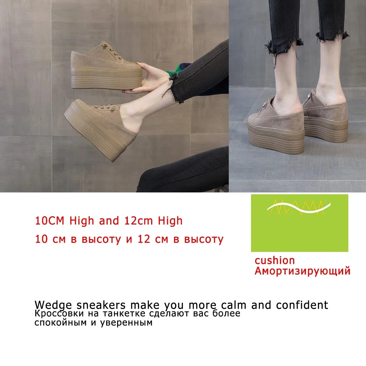 Fujin 10cm 12cm Suede Genuine Leather Fashion Height Increasing Females Lady Casual Platform Wedge Women Slip on Shoe Summer