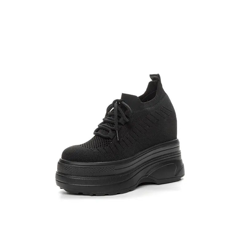 Fujin 11cm Air Mesh Sock Knitted Platform Wedge Flats Hollow Chunky Sneaker Breathable Comfy Women Sandals Slides Summer Shoes