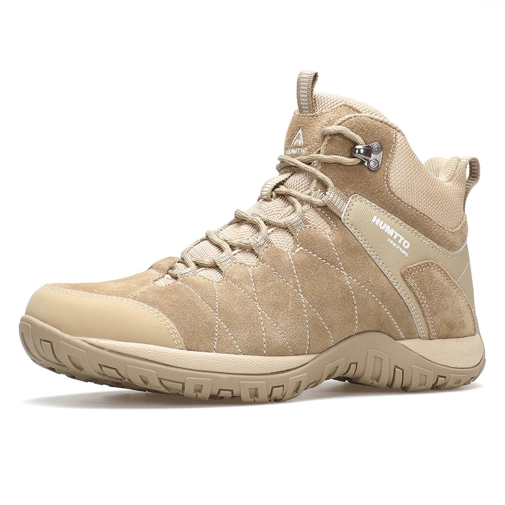 HUMTTO Breathable Trekking Boots Genuine Leather Hiking Shoes for Men Non-slip Men's Sports Shoes Winter Outdoor Safety Sneakers