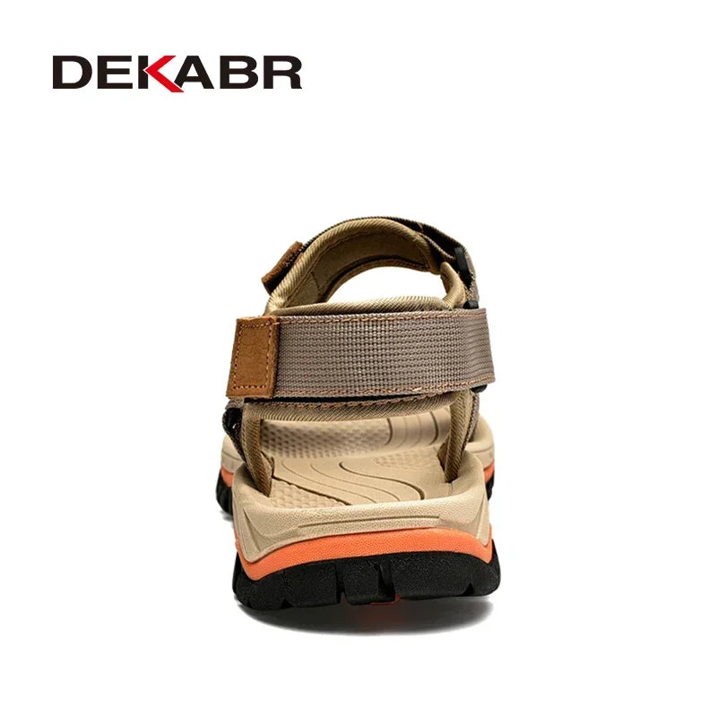 DEKABR Sandals For Men Outdoor Fashion Summer Men Shoes Genuine Leather Non-slip Beach Slip-On Daily Footwear Men Sandals