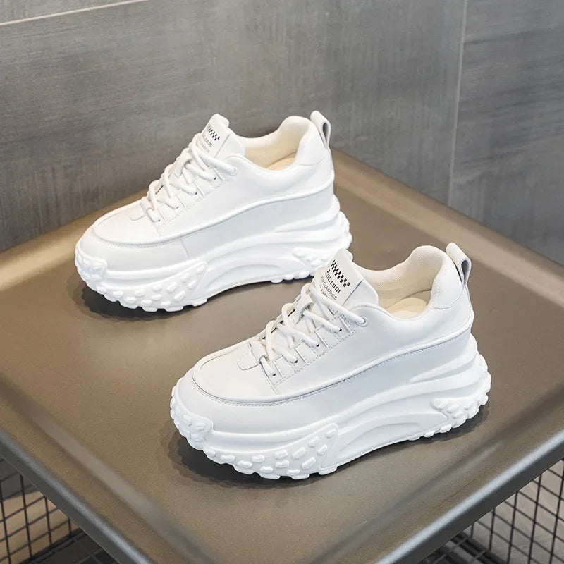 Fujin 7cm Suede Genuine Leather Platform Wedge Chunky Sneakers Spring Leisure Women Vulcanize Thick Bottom Winter Plush Shoes