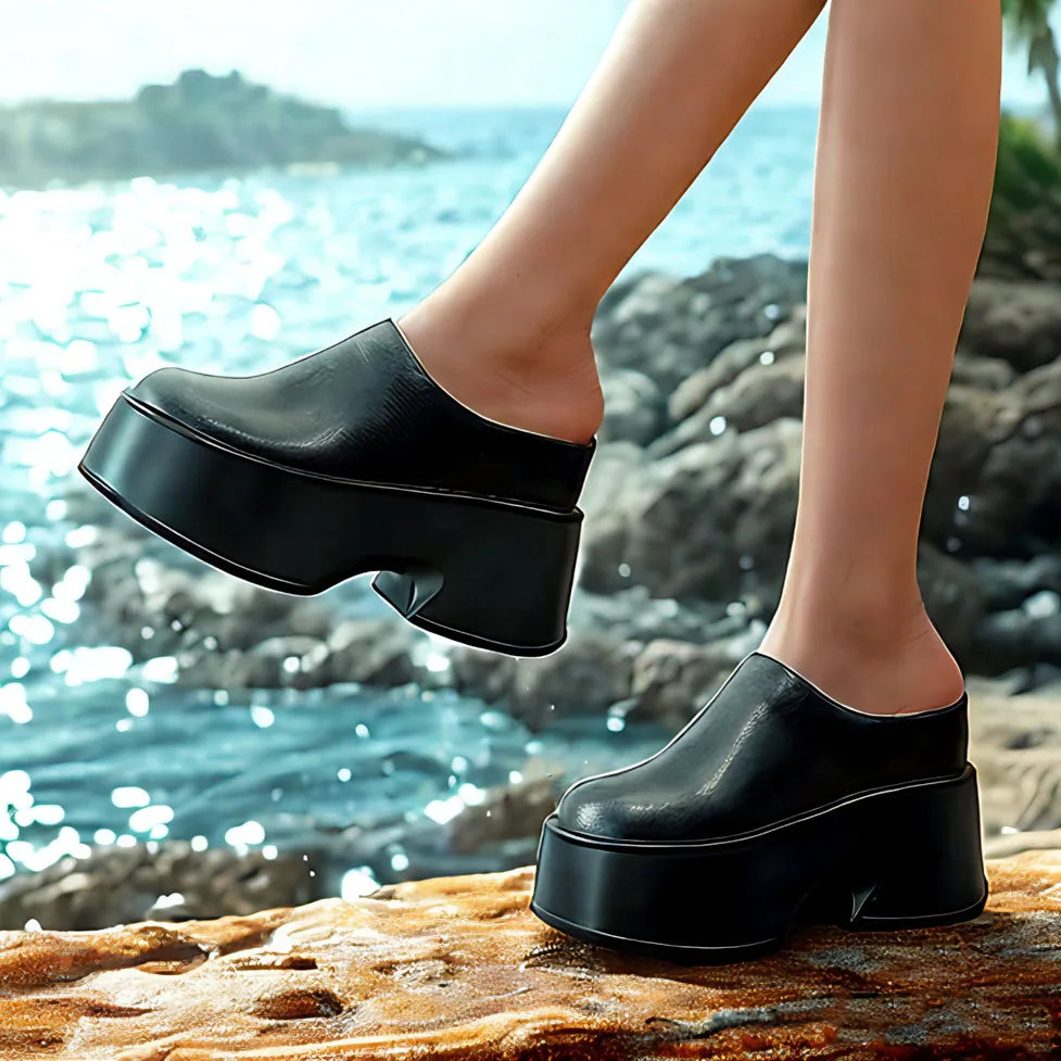 Fujin 11cm New Slippers Natural Cow Genuine Leather Platform Wedge Sneakers Pumps Summer Women ROME Hidden Heels Vulcanize Shoes