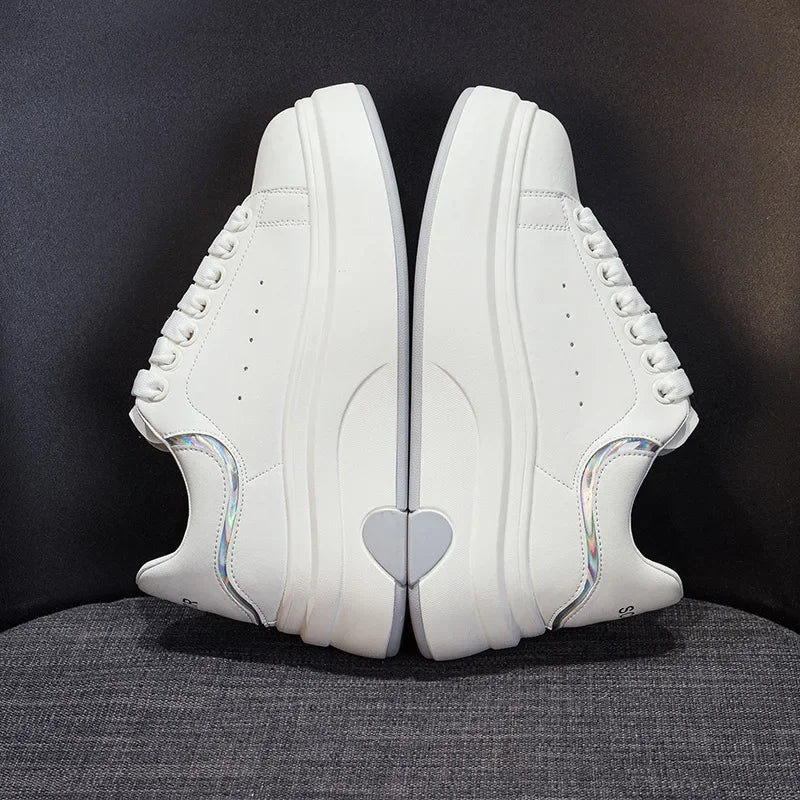 Fujin 6cm Microfiber Leather Boots Spring Women Fashion Chunky Sneaker Vulcanize Autumn Motorcycle Platform Wedge Flats Shoes