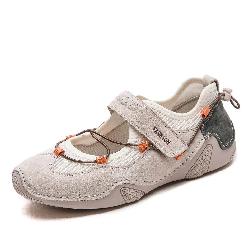 DRKANOL 2025 Fashion Mixed Colors Summer Air Mesh Shoes Women Breathable Shallow Hook And Loop Casual Single Flat Shoes H65711J