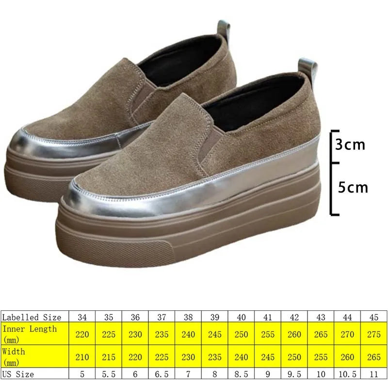 Fujin 8cm Genuine Leather Synthetic Cow Suede Platform Wedge Casual Summer Chunky Sneaker Pumps Comfy High Brand Autumn Shoes