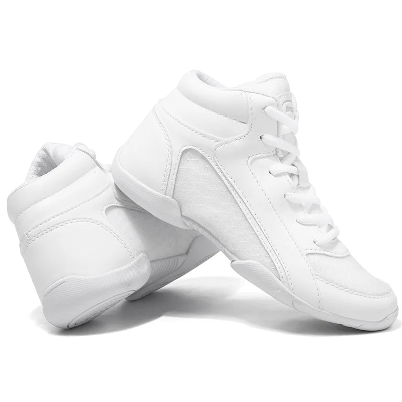 BAXINIER Girls White High Top Cheerleading Shoes for Kids - Lightweight Training and Competition Sneakers for Dance and Tennis