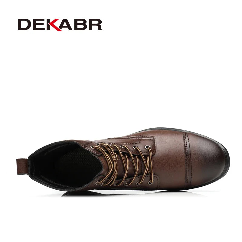 DEKABR Fashion Casual Winter Boots Lace Up Outdoor Waterproof Handmade Comfortable Business Spring Boots Fur and No Fur Size 48