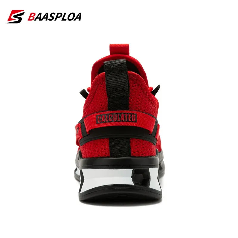 Baasploa New Men Sneakers Comfortable Knit Walking Shoes Breathable Fashion Sneaker Anti-Slip Shock-Absorbing Casual Shoes