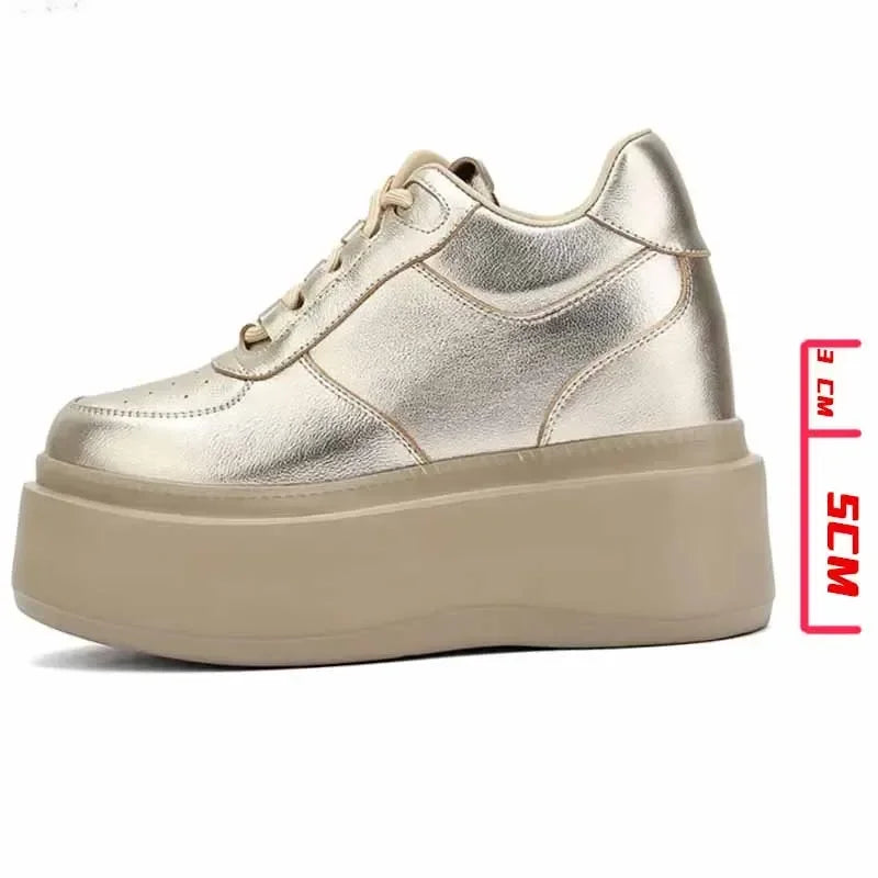 Fujin 8cm Microfiber Leather Platform Wedge  Flats Fashion Comfy High Brand Autumn Daddy Spring Shoes Chunky Footwear Female